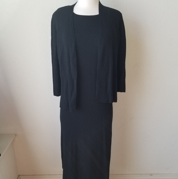 Vintage Talbots Black Maxi Dress Cardigan Set - Picture 3 of 5